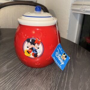 Hallmark Disney Mickey & Minnie Mouse Ceramic Cookie Jar 7" - New Without Box
